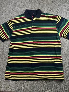 Raw Blue 3XL Striped Polo Shirt Green Yellow Red Black